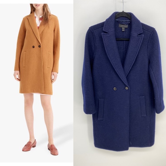 J. Crew Jackets & Blazers - J.Crew Daphne Coat Topcoat Boiled Wool Reverse Seams Pockets RARE Dark Blue